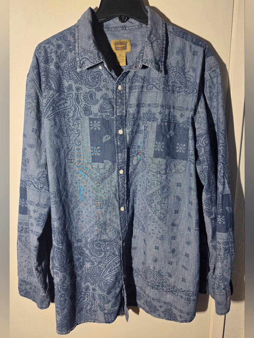 The Foundry Supply Co. Blue Indigo Paisley Button-Down Shirt